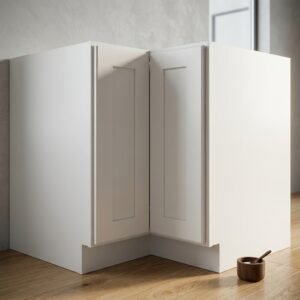 Shaker Lazy Susan Base Cabinet with rotating chrome tray