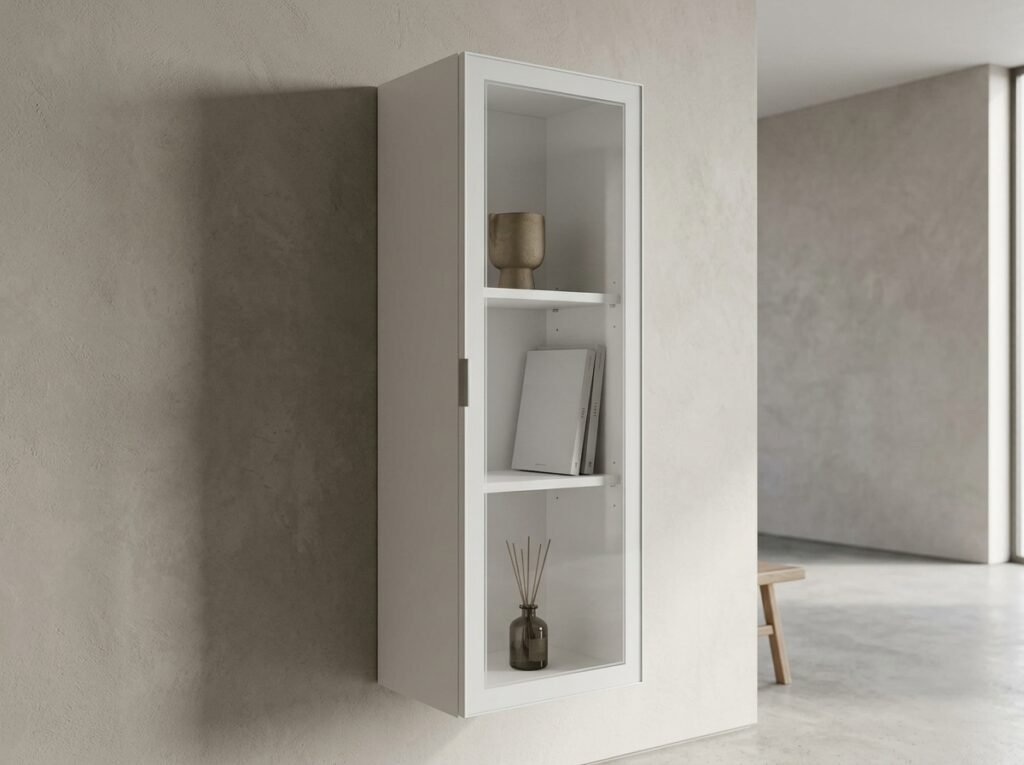 Shaker 15 Inch Glass Door Wall Cabinet with adjustable shelves
