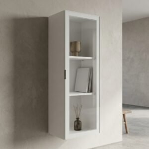 Shaker 15 Inch Glass Door Wall Cabinet with adjustable shelves