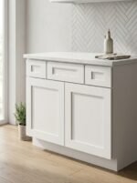 Shaker 42 Inch Vanity Cabinet with Drawers featuring soft-close hardware